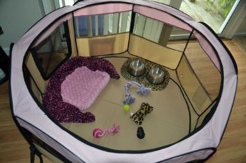 puppy playpen in pink